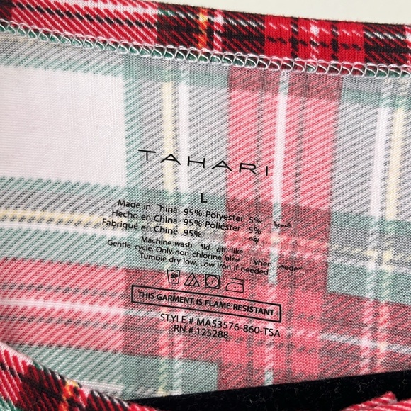 Men’s Tahari Red Plaid Matching Holiday Pajama Set Size L - Picture 2 of 6